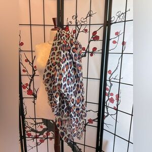 Fashion Scarf Wrap Sarong Cobalt Blue Orange Leopard Wrap Beach Cover